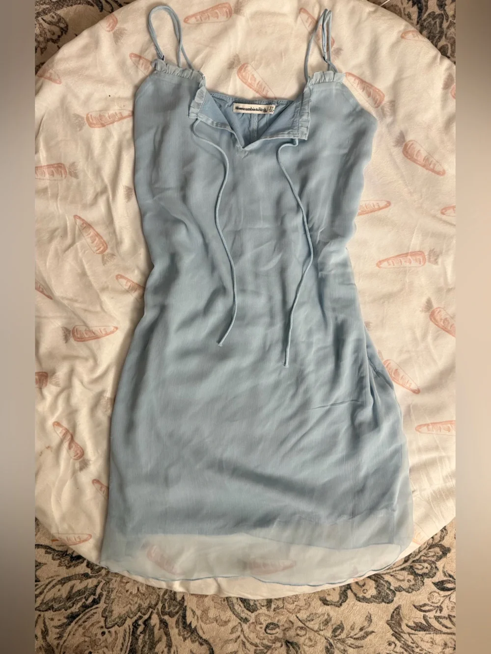 Abercrombie & Fitch Pale Blue Slip Chemise with Adjustable Ties